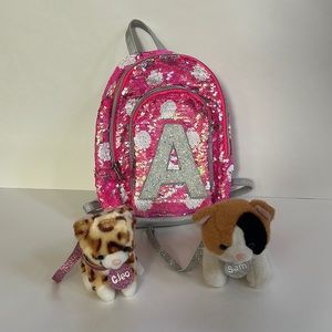 Justice mini backpack + extras